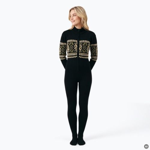 Tuta intera da donna Woolcano SWT1095 Czarny/Kremowy