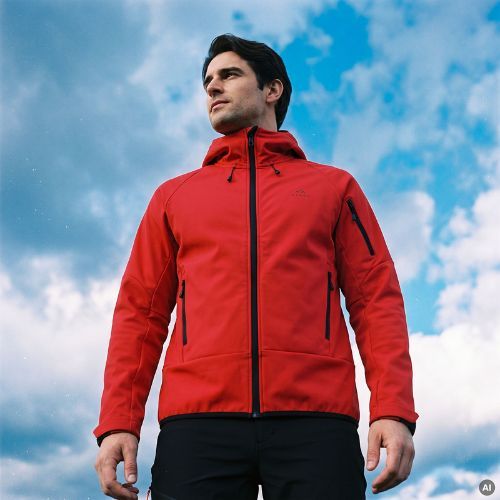 Felpa da trekking uomo KADVA Arix WP 5K/3K softshell ibrida rossa