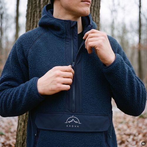 Felpa in pile da uomo KADVA RODIA blu navy