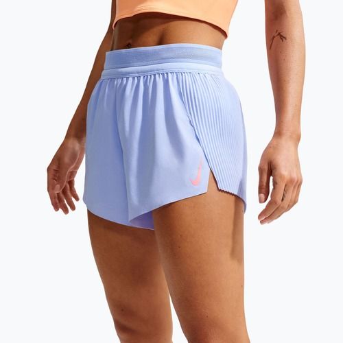 Pantaloncini da corsa da donna Nike AeroSwift Dri-Fit ADV Mid-Rise 3" aluminum/black/white/atomic pink