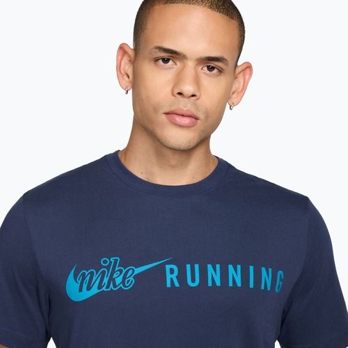 Maglia da corsa da uomo Nike Dri-Fit Running T-Shirt midnight navy/light current blue
