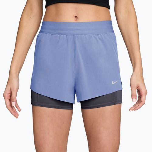 Pantaloncini da corsa da donna Nike Swift Mid-Rise 2in1 aluminum/royal tint