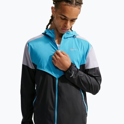 Giacca da corsa da uomo Nike Impossibly Light Windrunner black/light current blue/wolf grey