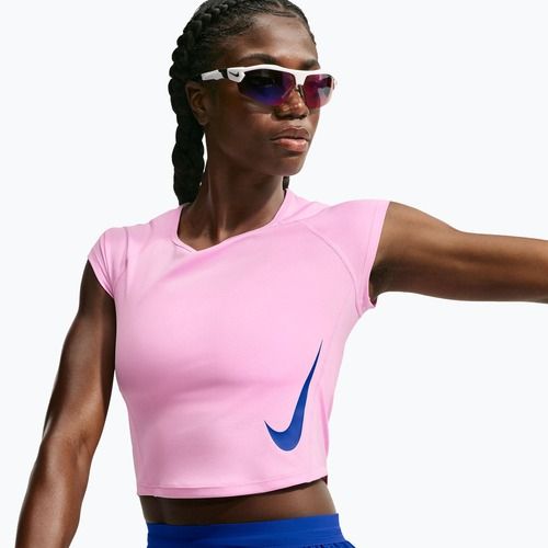 Maglia da running da donna Nike Tempo Swoosh Run Dri-Fit pink rise/pink rise/old royal