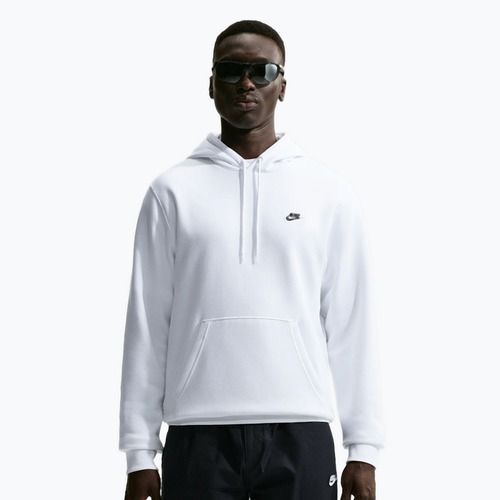 Felpa da uomo Nike Club Pullover Hoodie white/white/black