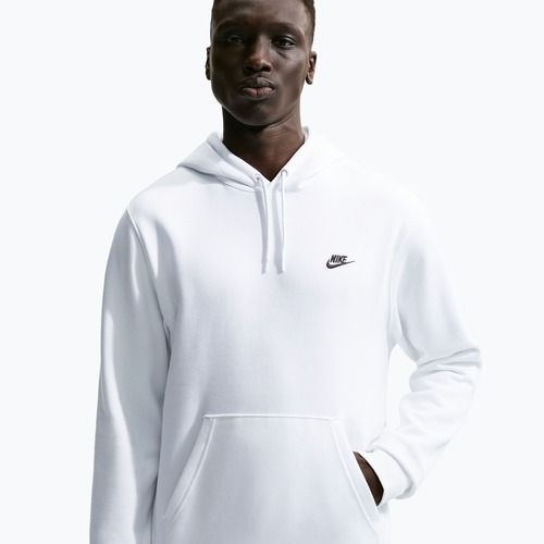 Felpa da uomo Nike Club Pullover Hoodie white/white/black