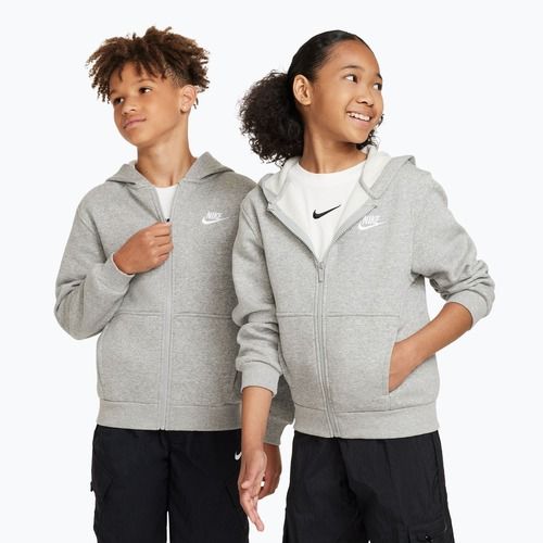 Felpa bambini Nike Sportswear Club Fleece dark grey heather/base grey/white