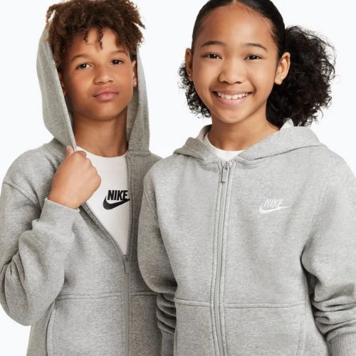 Felpa bambini Nike Sportswear Club Fleece dark grey heather/base grey/white