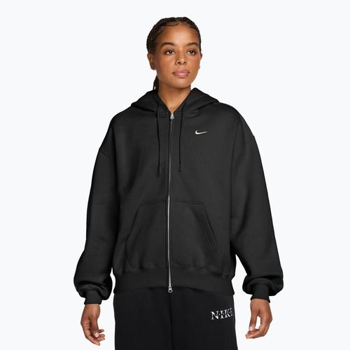 Felpa donna Nike Studio Fleece Medium Weight Oversized Full Zip total black/sail