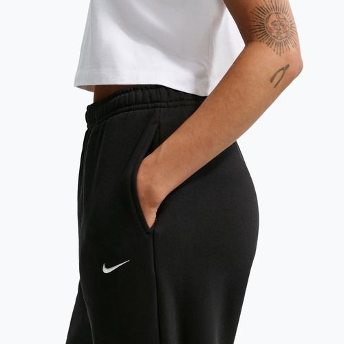 Pantaloni da donna Nike Studio Fleece Medium Weight total black/sail