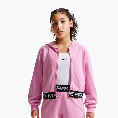 Felpa bambini Nike Pro Fleece pink rise/pink rise/black/white