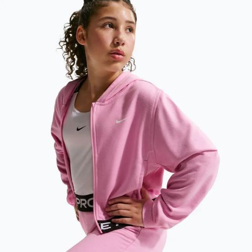 Felpa bambini Nike Pro Fleece pink rise/pink rise/black/white
