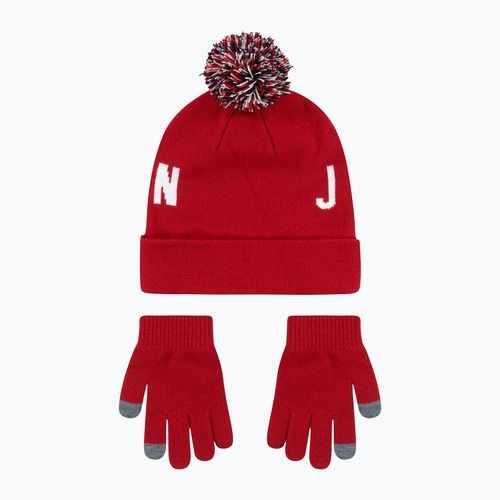Czapka + rękawiczki dziecięce Nike Jordan Pom Beanie Set gym red