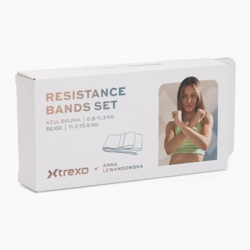 Set di bande elastiche per allenamento XTREXO x Anna Lewandowska bands Beige/Azul Bruma