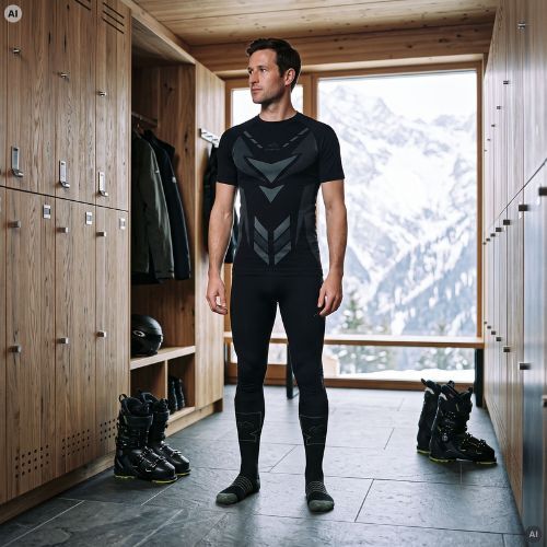 Completo intimo termico da uomo KADVA Alpinestep Thermo SH Light Plus Set Black