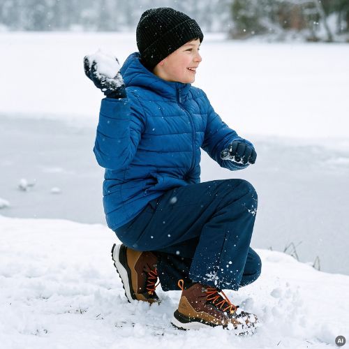 Doposci da bambino KADVA RUBYE MID WP Brażowy/Czarny/Pomarańczowy