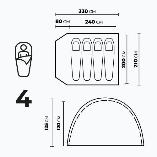Tenda da campeggio per 4 persone KADVA CAMPdome 4 blu