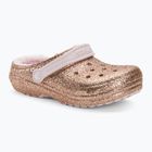 Crocs Classic Clog foderato di glitter oro/rosa infradito per bambini