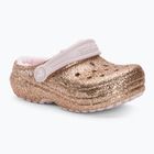 Crocs Classic Clog foderato di glitter oro/rosa infradito per bambini