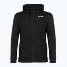 Felpa da uomo Nike Dri-Fit Fitness con cappuccio e zip intera in pile nero/bianco