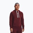 Felpa da donna Under Armour Rival Fleece Hb Hoodie rosso castagna/bianco