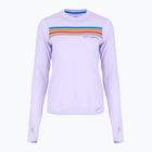 Maglietta da corsa Brooks Distance Graphic LS da donna, color viola erica, con strisce e striscette