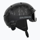 Salomon Player Combo Casco da sci per bambini + occhiali XV Jr nero tie&dye/nero argento