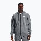 Felpa Under Armour Essential Fleece FZ Hood Uomo grigio pece medio/bianco