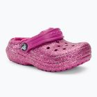 Crocs Classic Foderato Glitter Clog fucsia divertimento/multi infradito per bambini