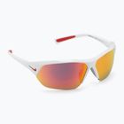 Occhiali da sole Nike Skylon Ace da uomo bianco/grigio con specchio rosso