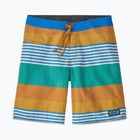 Pantaloncini da bagno Patagonia Wavefarer da uomo a righe fitz/pufferfish oro