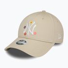 Cappello da baseball New Era Flower 9Forty New York Yankees donna beige chiaro