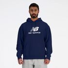 Felpa con cappuccio New Balance Stacked Logo French Terry navy da uomo