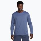 Uomo Nike Miler Dri-Fit UV diffuso blu a maniche lunghe da corsa