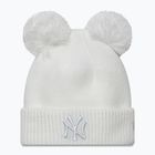 Berretto invernale da donna New Era Double Pom Knit Beanie New York Yankees bianco