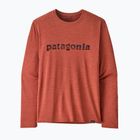 Uomo Patagonia Cap Cool Daily Graphic Shirt '73 text logo / potters red x-dye longsleeve
