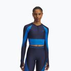 Longsleeve da donna da allenamento Under Armour HeatGear Rib 1/4 Zip washed navy/blue atlantis/blue atlantis