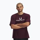 T-shirt da uomo Under Armour Logo Heayweight bordeaux scuro/bianco