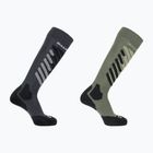 Calze da sci Salomon S/Access 2-Pack anthracite/deep lichen green