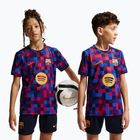 Maglietta da calcio per bambini Nike FC Barcelona Dri-Fit Pre-Match noble red/mineral yellow