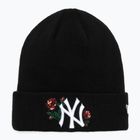 Berretto invernale da donna New Era Sequin Rose Beanie New Yor Yankees nero