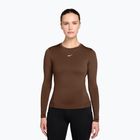 Longsleeve da allenamento da donna Nike One Fitted cacao wow/white