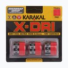 Grip per racchetta da squash Karakal X-Dri Grip 3 pezzi rosso.