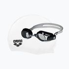Set di occhiali da piscina + cuffia argento fumo/bianco nero
