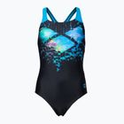Costume intero per bambini arena Multi Pixels New Swim Pro Back nero/turchese