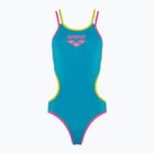 Costume intero donna arena One Double Cross Back One Piece turchese/rosa fluo/verde tenue