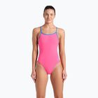 Costume da bagno intero donna arena Lace Back Solid rosa shocking/blu fiume