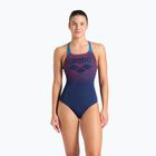 Costume intero donna arena Foggy Dots Swim Pro Back navy / blue cosmo
