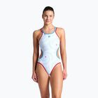 Costume intero donna arena One Fireflow Double Cross rosso/blu river/bianco multi