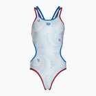 Costume intero donna arena One Fireflow Double Cross rosso/blu river/bianco multi
